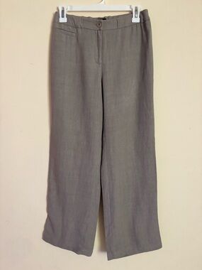 Eileen Fisher Stone Gray Linen ,Wool and Viscose Blend Pants